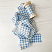 Blue Gingham - Hand Frayed Cotton Ribbon