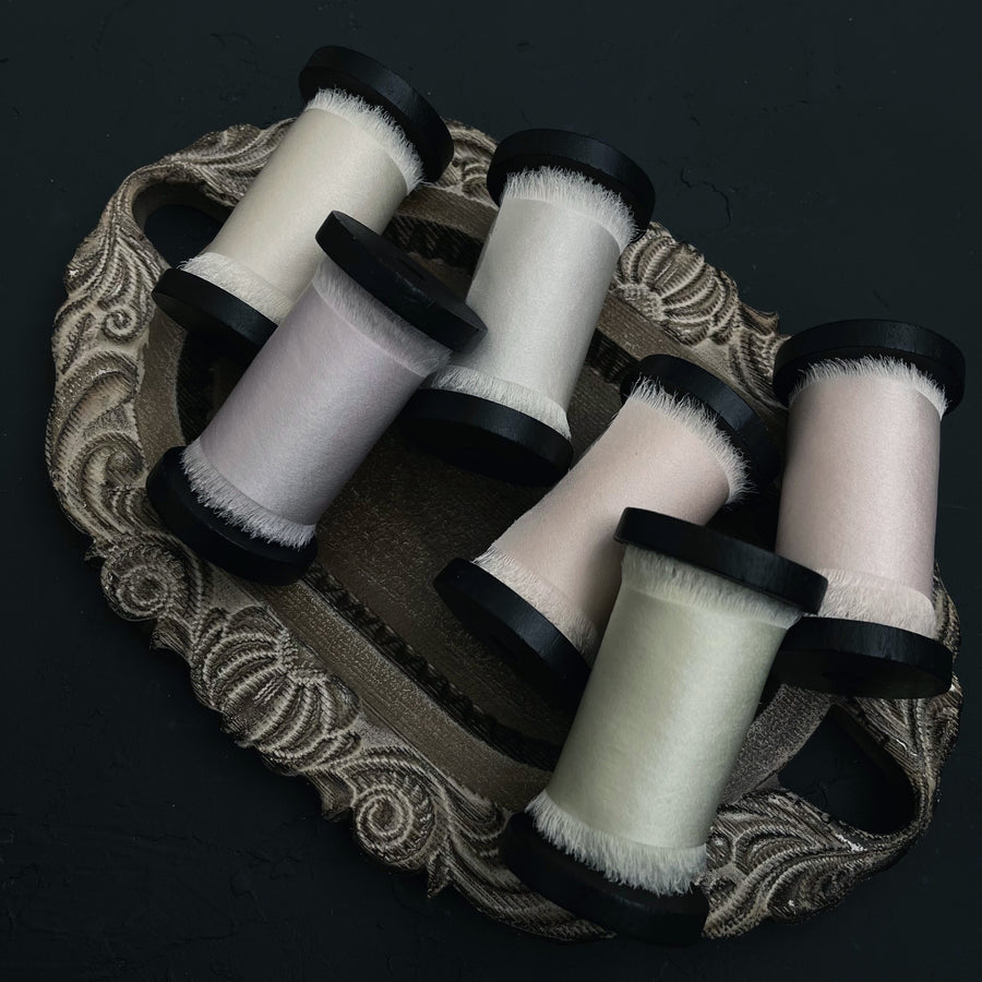 Palest Colors (6 OPTIONS) - Dual Texture hand torn Silk Ribbon
