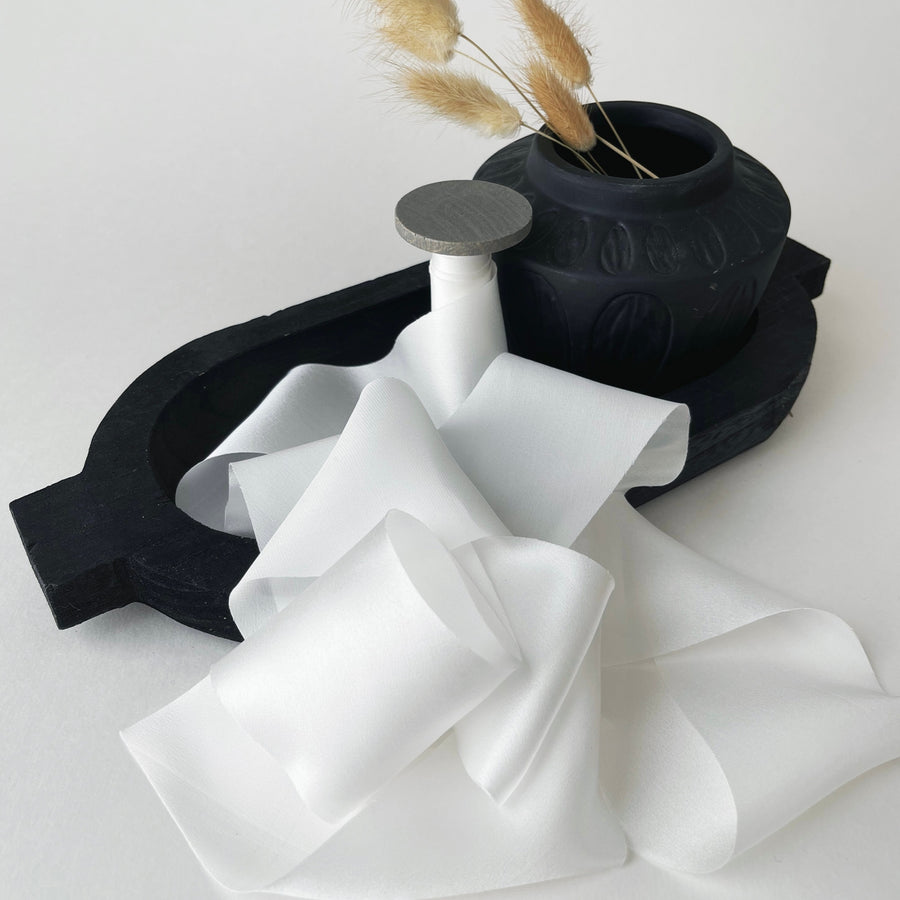 Snow - Dual Texture Silk Ribbon