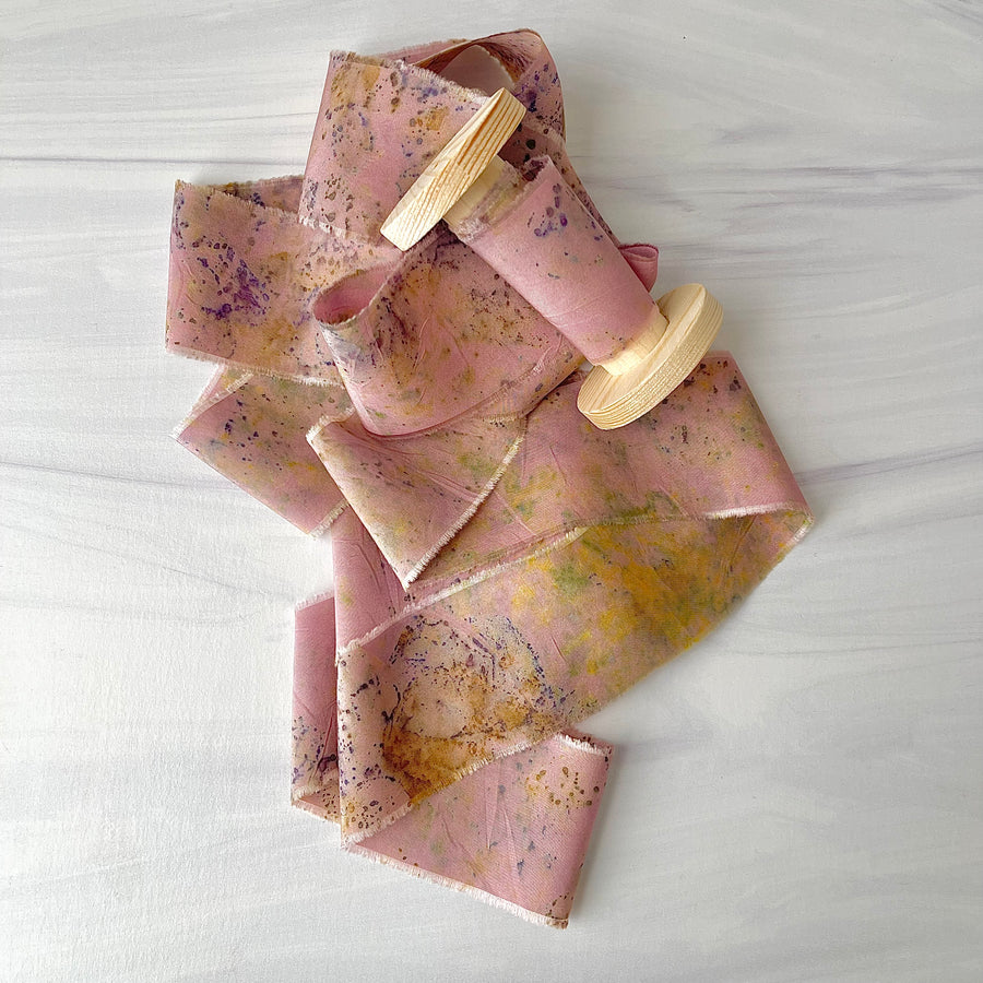 Eco Print 049 - Hand Frayed Silk Ribbon