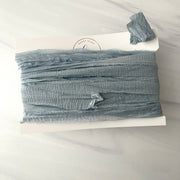 Hand Dyed Recycled Chiffon Ribbon - dusted blue