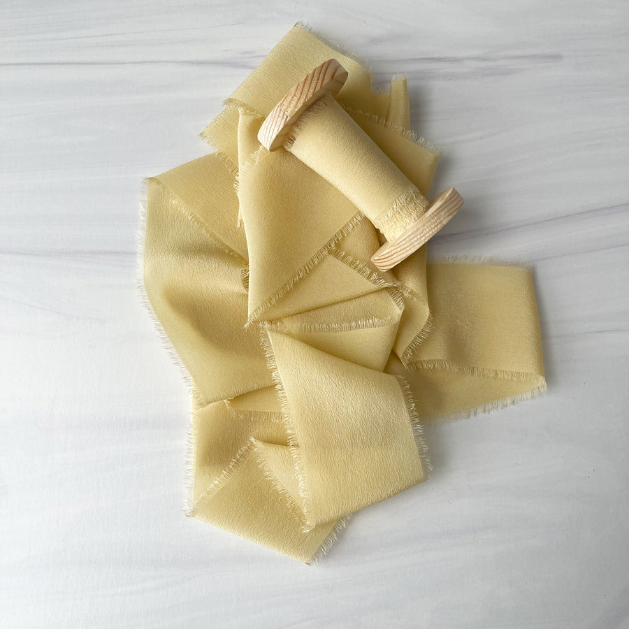 Vintage Pale Yellow - Classic Crepe Silk Ribbon
