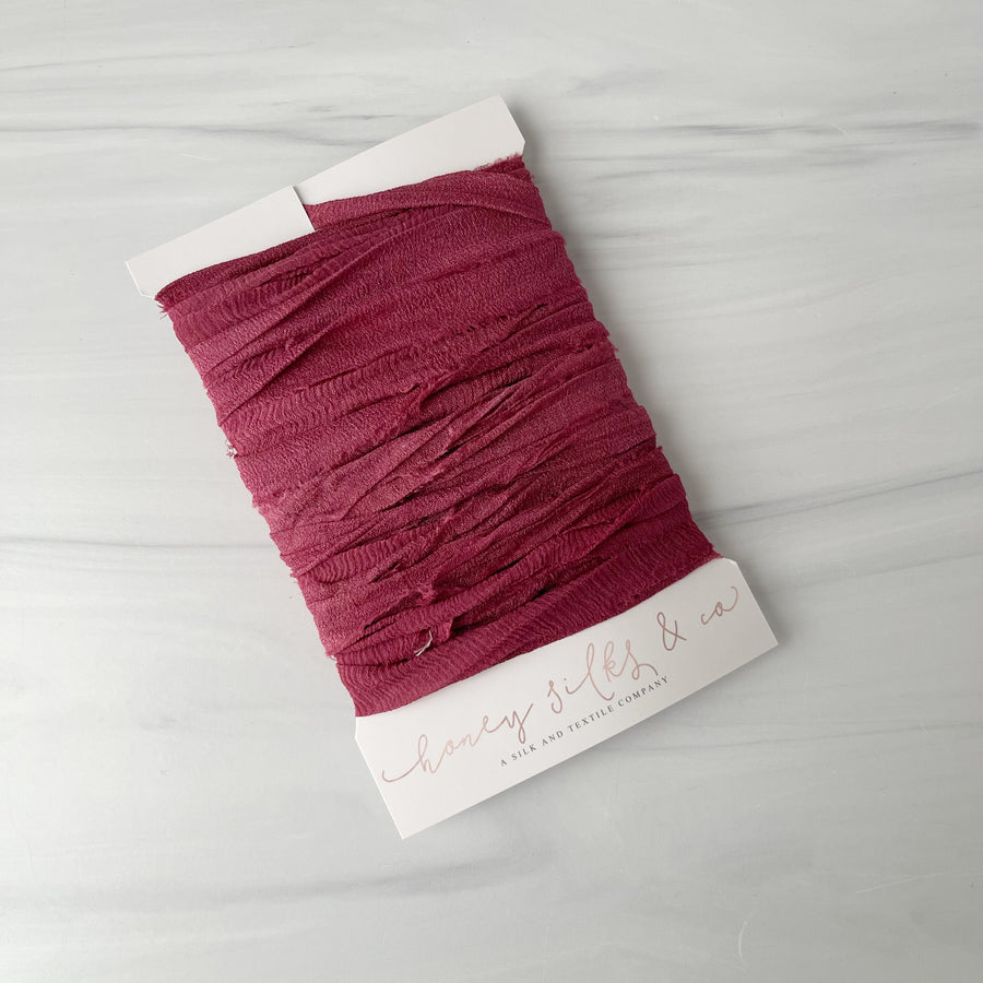 Hand Dyed Recycled Chiffon Ribbon - Pinot