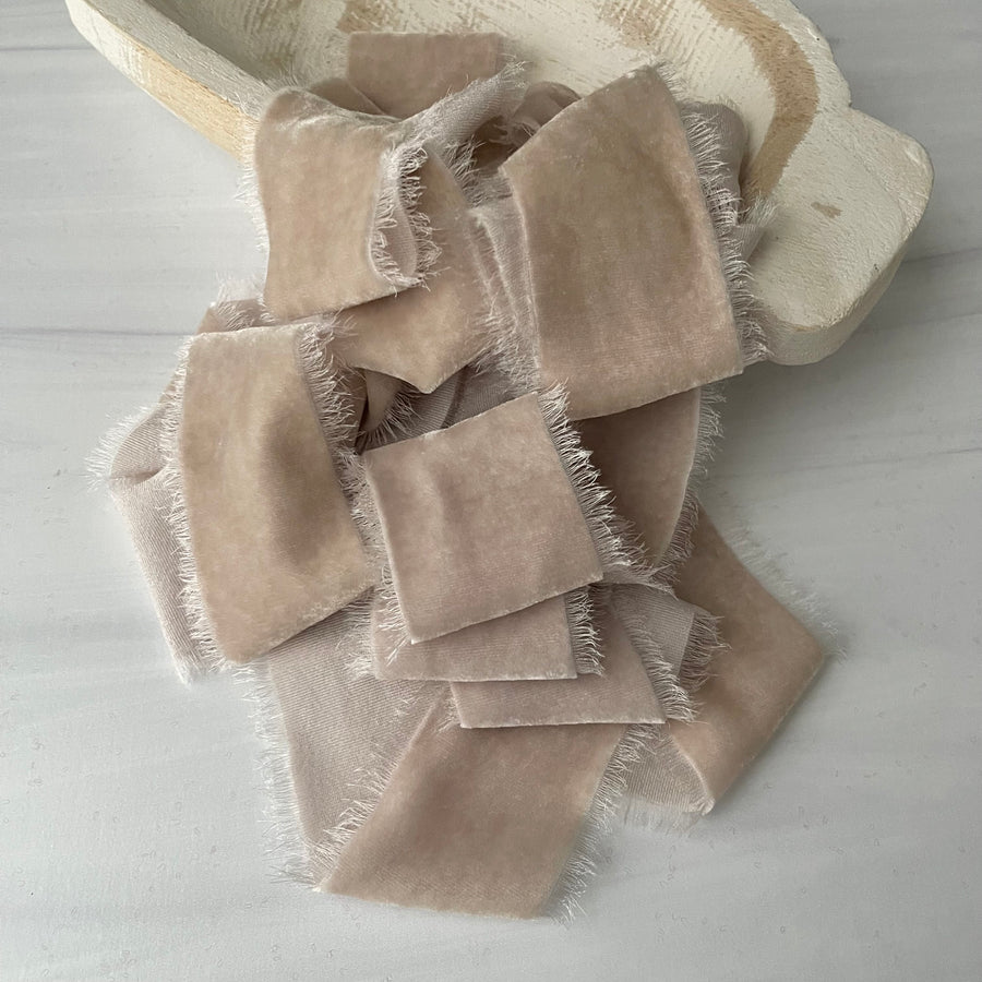 Perfect Greige Silk Velvet Ribbon