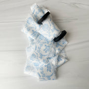 Printed Blue Floral - Hand Frayed Cotton Ribbon