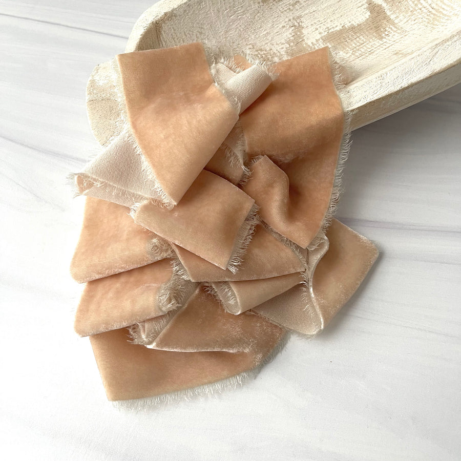 Weathered Beige Silk Velvet Ribbon