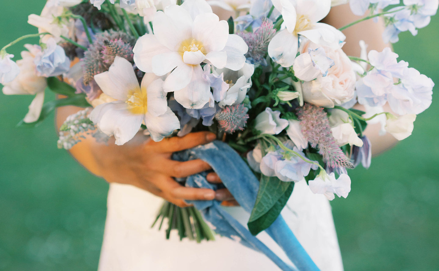 Butter Cream Bouquet hand dyed Silk Ribbons - Plant-based