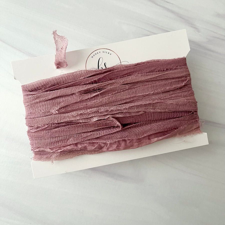 Hand Dyed Recycled Chiffon Ribbon - Vintage Berry