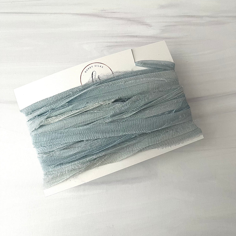 Hand Dyed Recycled Chiffon Ribbon - Coastal