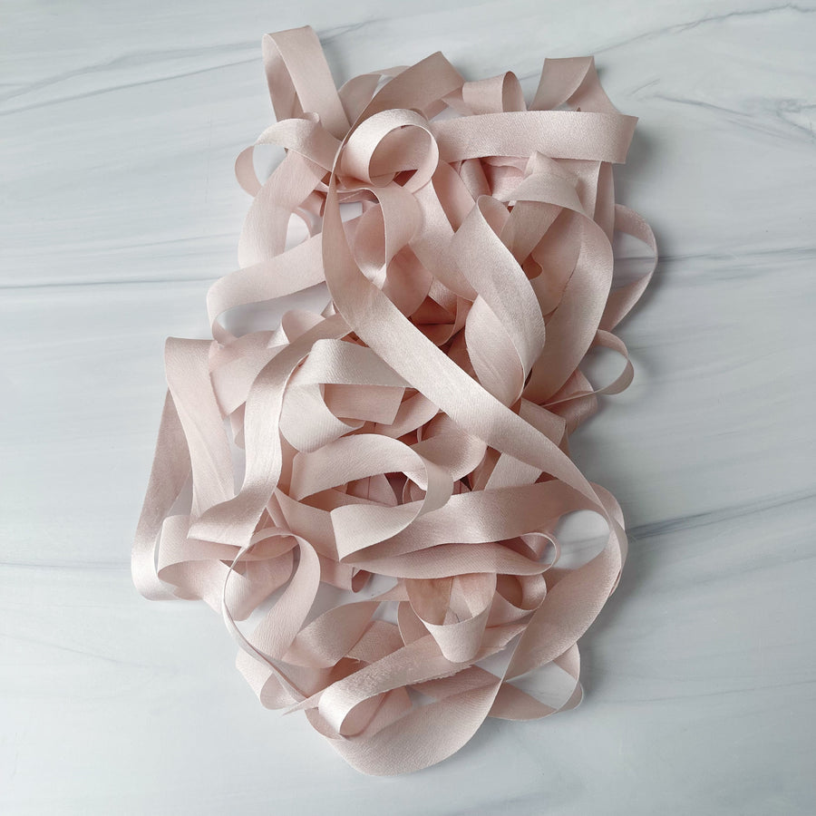 Dusted Primrose - 1/2” Bias Cut Silk Dual Texture Ribbon - 10 yards