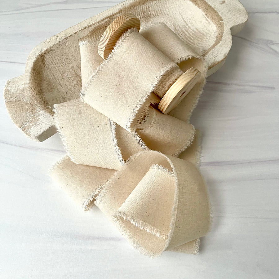 Natural - Hand Frayed Cotton Ribbon