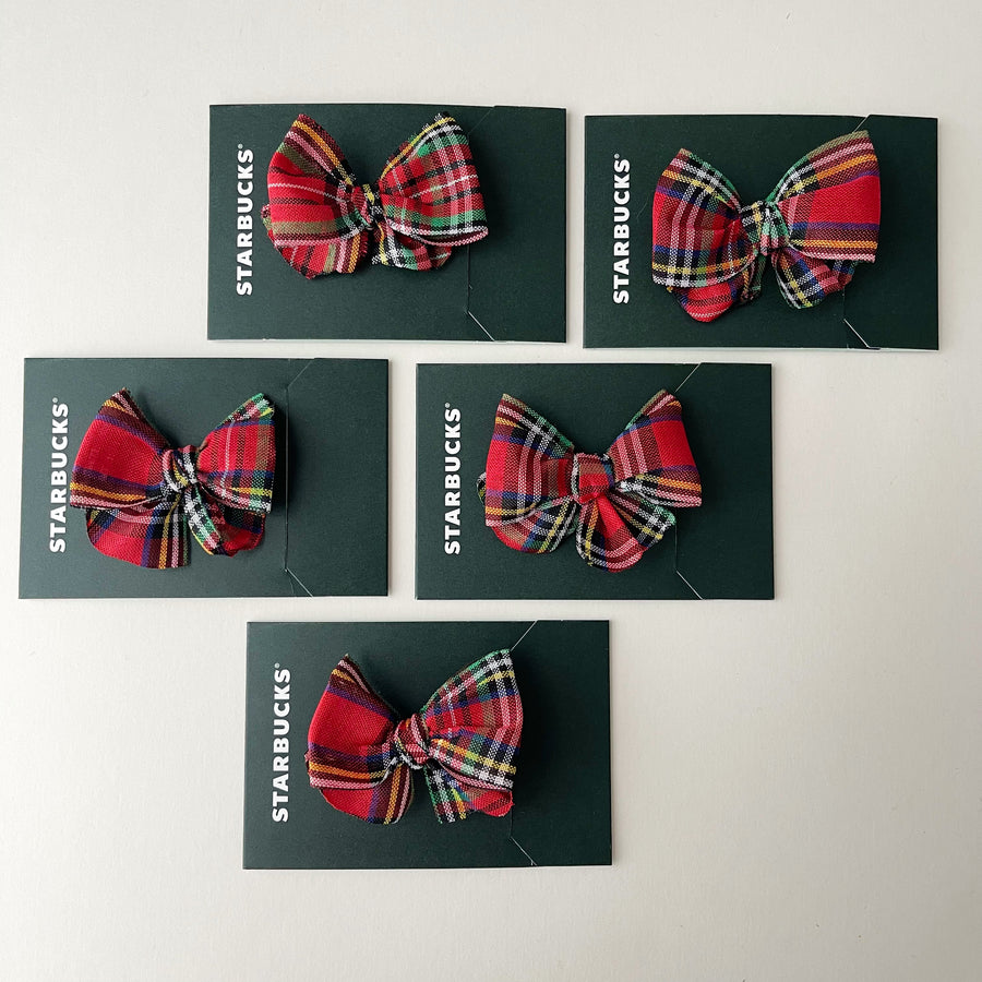 Bitty Bow Set of 10 - tartan