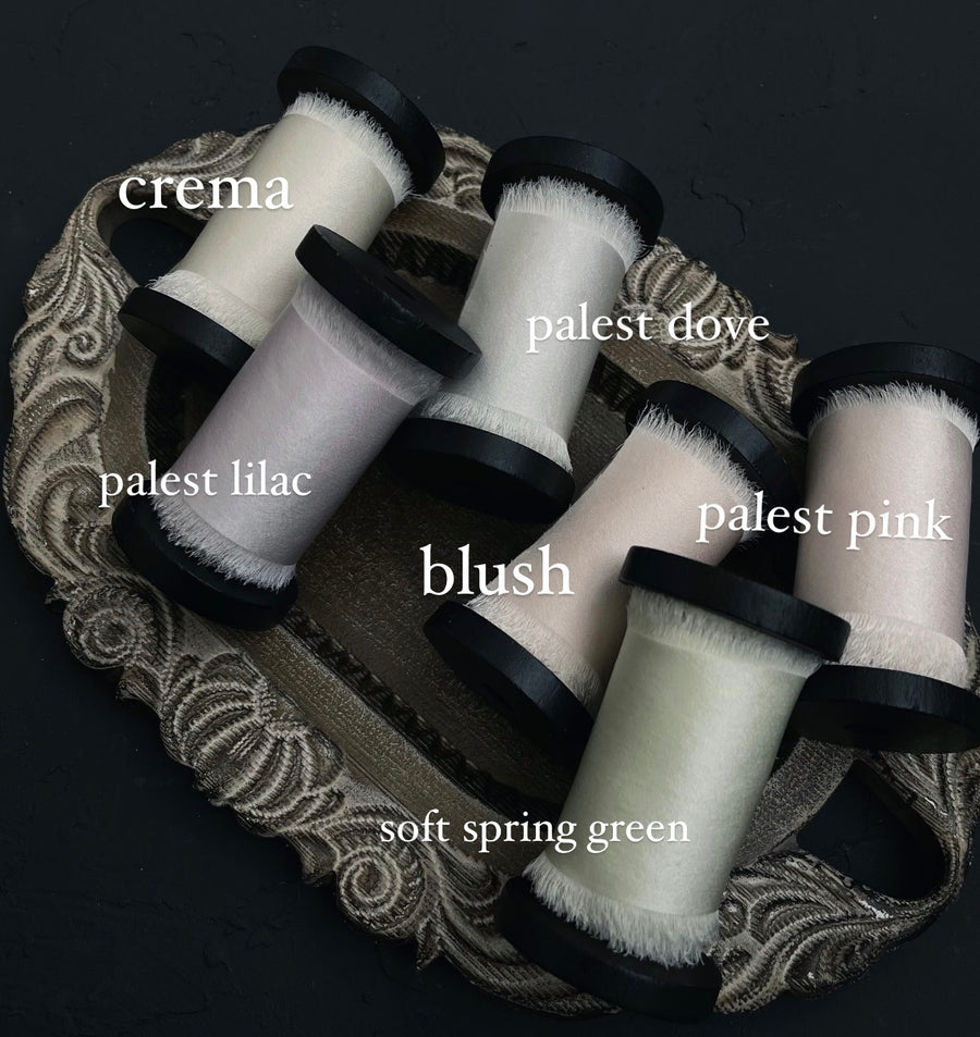 Palest Colors (6 OPTIONS) - Dual Texture hand torn Silk Ribbon