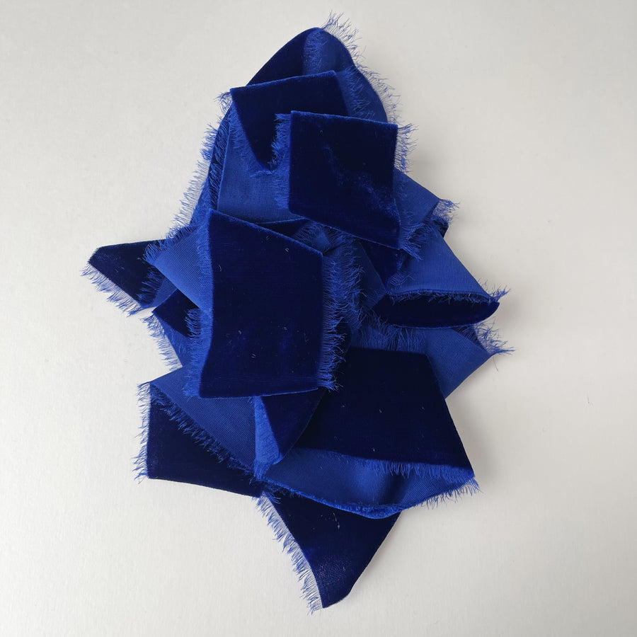 Sapphire Velvet Silk Ribbon