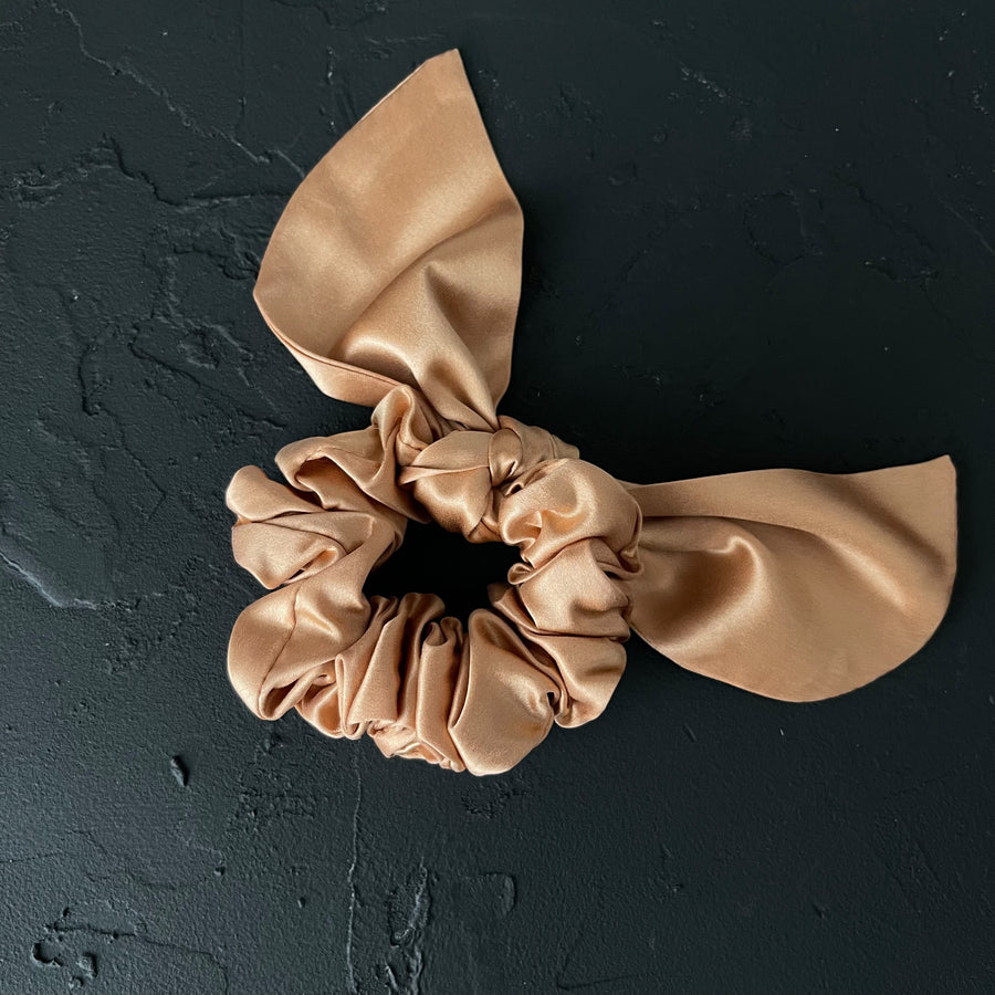 Peach - 25mm Silk Bow Scrunchie