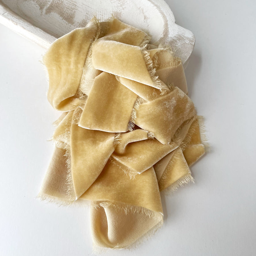 Cornmeal Silk Velvet Ribbon