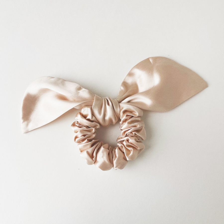 Warm Beige - 25mm Silk Bow Scrunchie