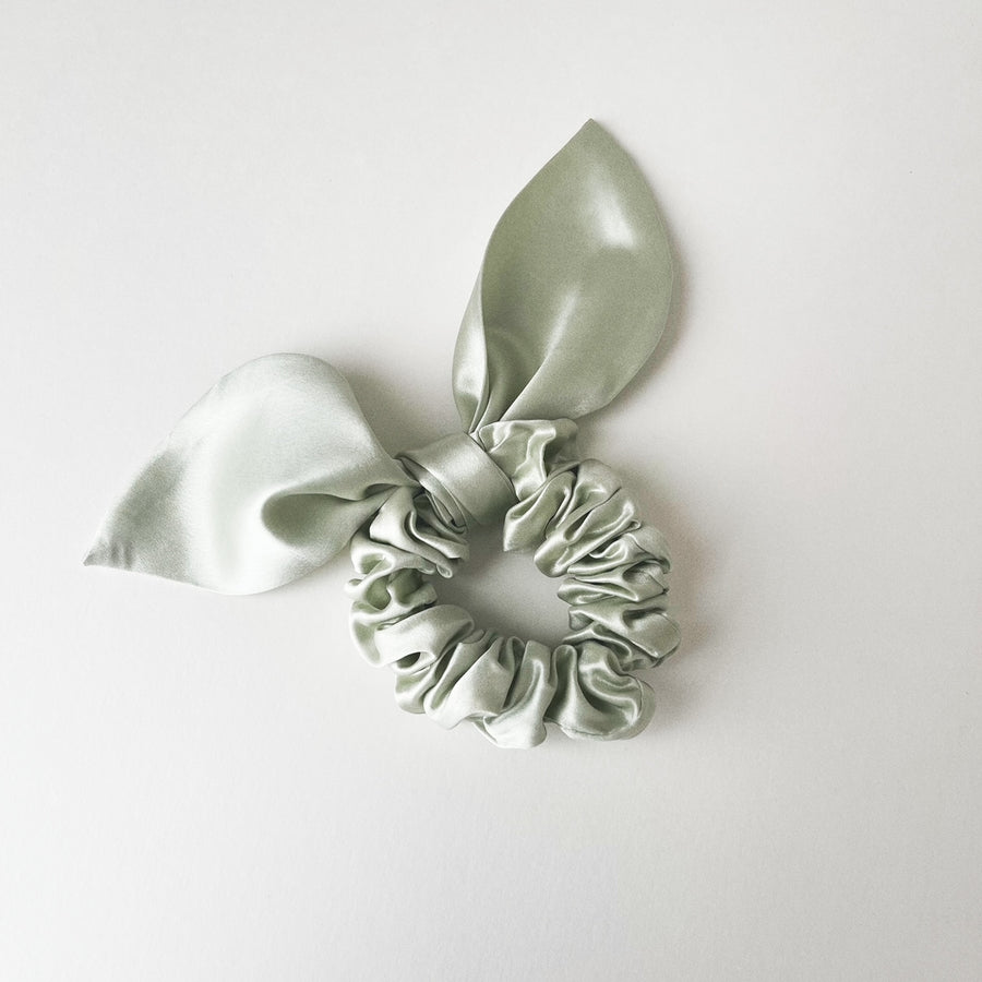 Subtle Sage - 25mm Silk Bow Scrunchie