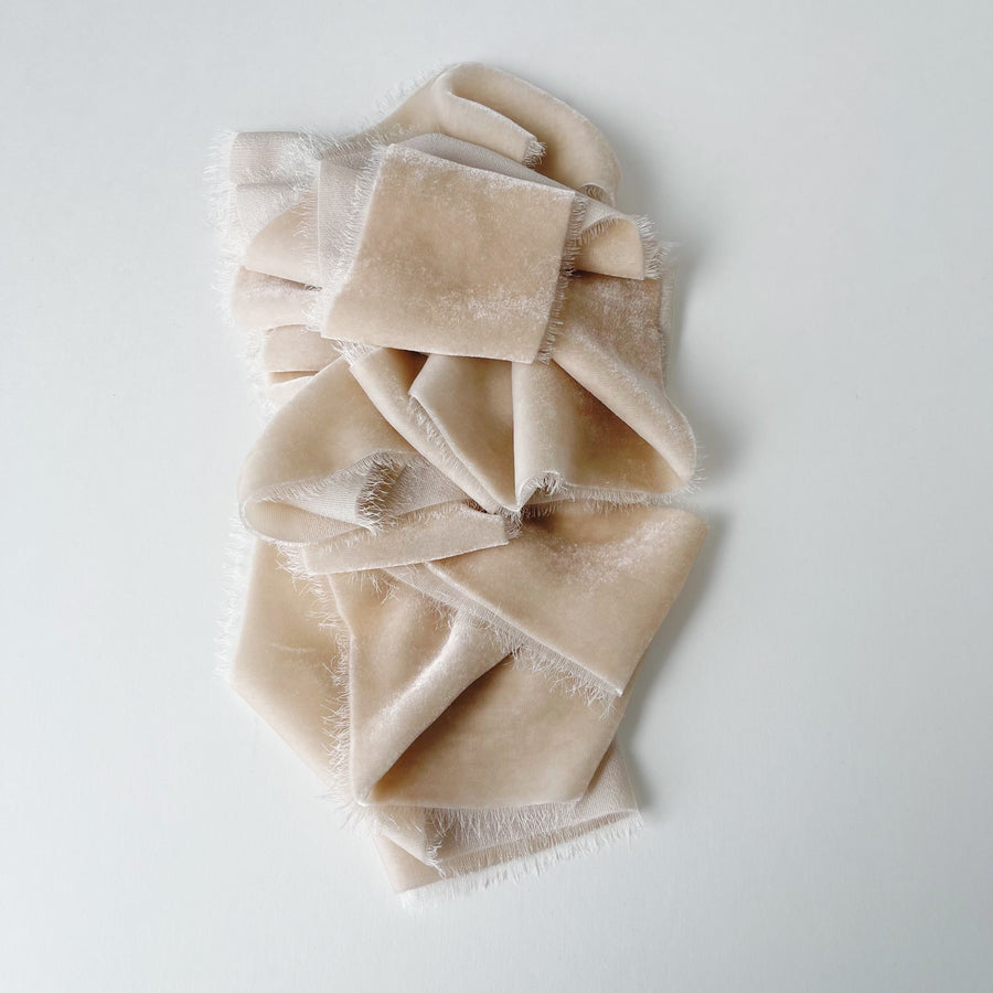 Vanilla Cream Velvet Silk Ribbon