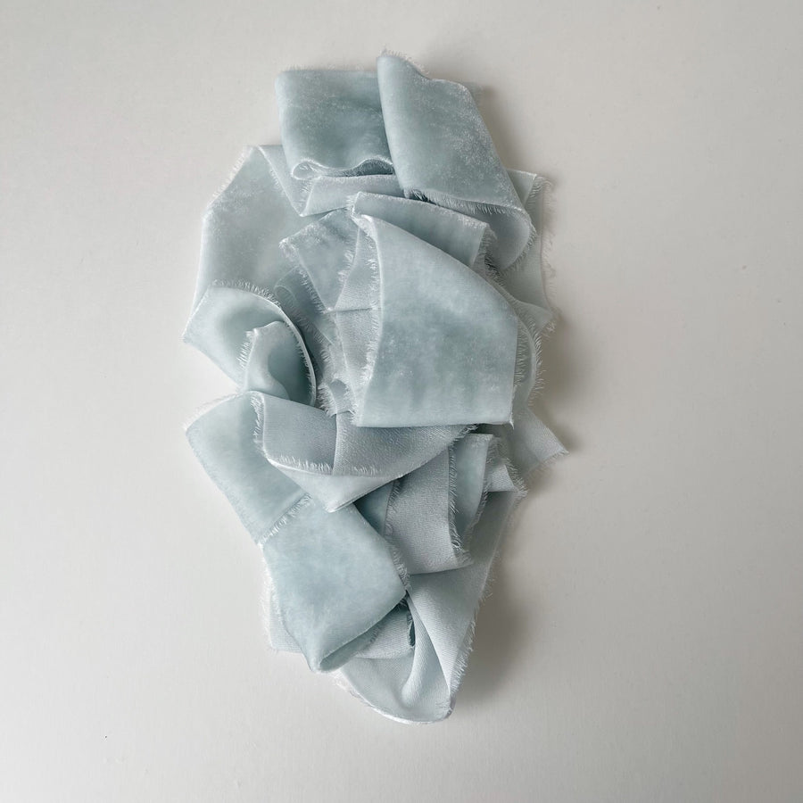 Pale Blue Velvet Silk Ribbon