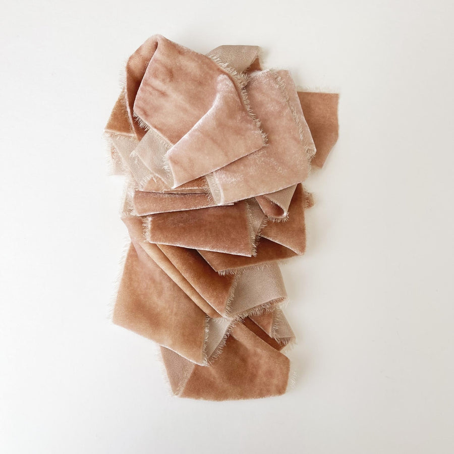 Marbled Caramel Velvet Silk Ribbon