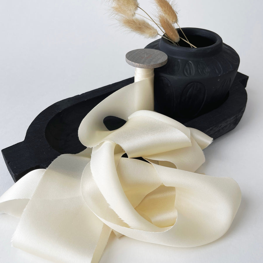 Creamy Ivory - Dual Texture Silk Ribbon