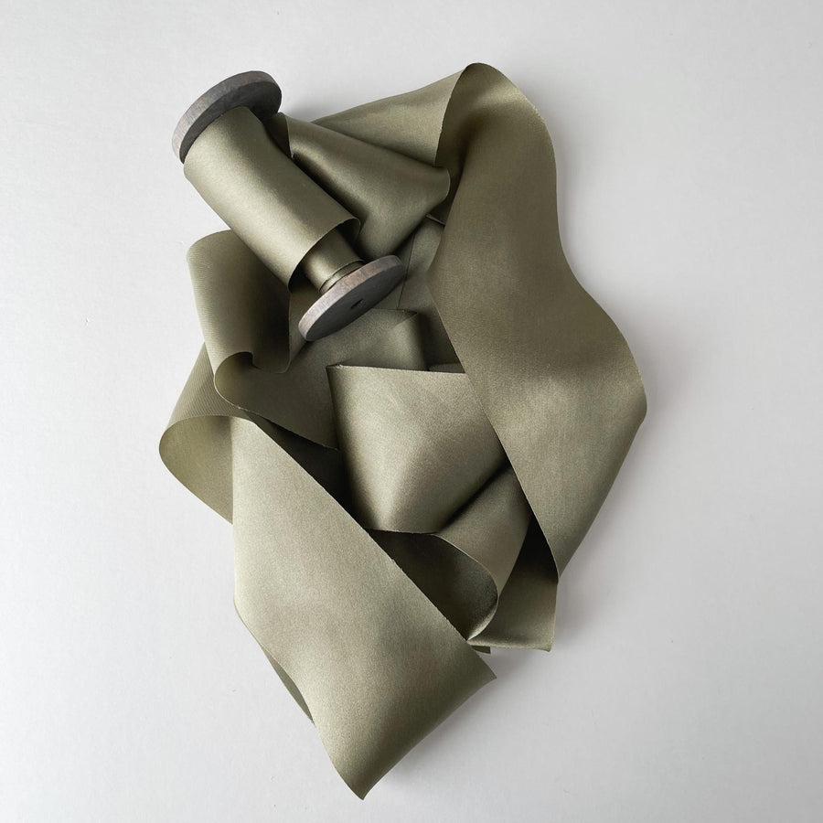 Olive - Dual Texture Silk Ribbon