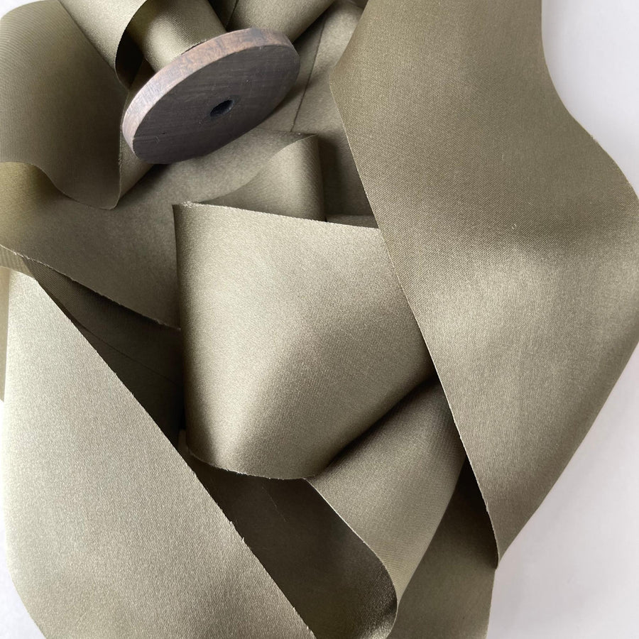 Olive - Dual Texture Silk Ribbon