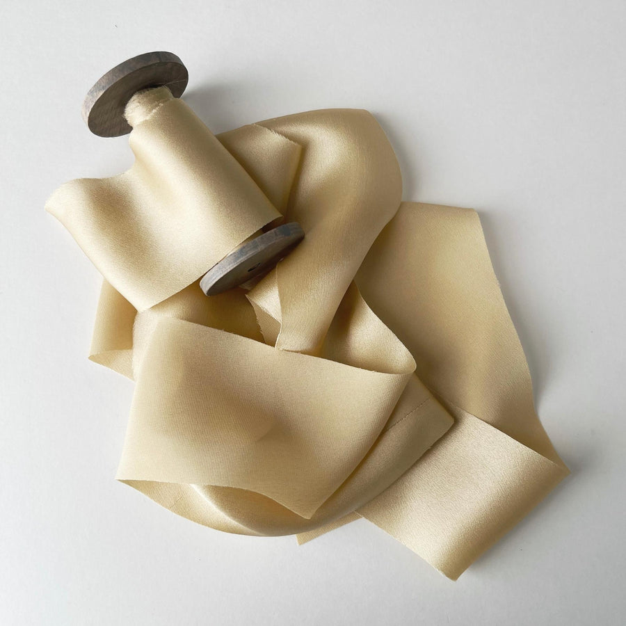 Pale Gold - Dual Texture Silk Ribbon