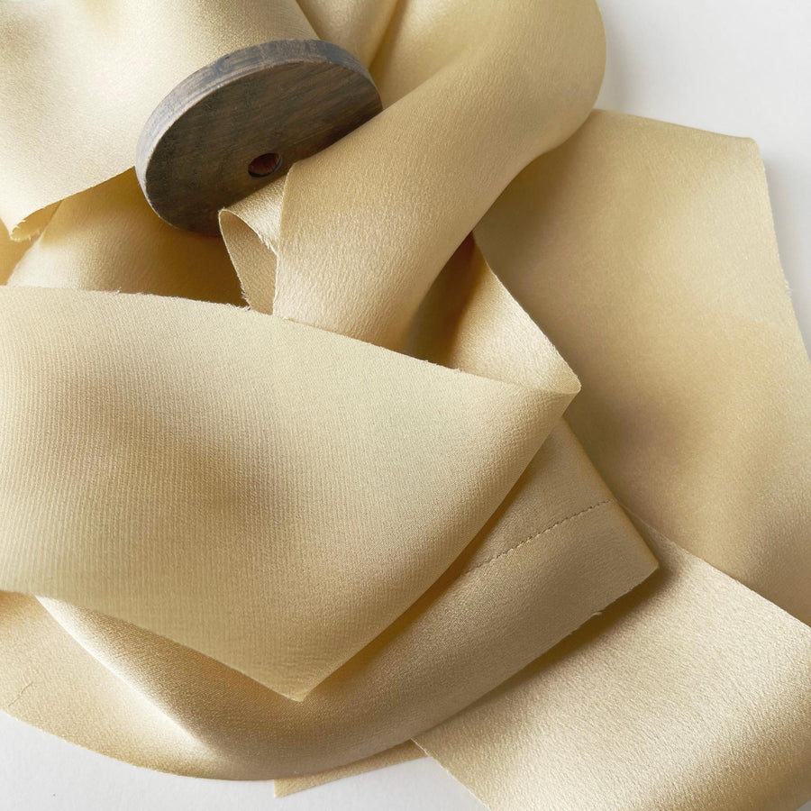 Pale Gold - Dual Texture Silk Ribbon