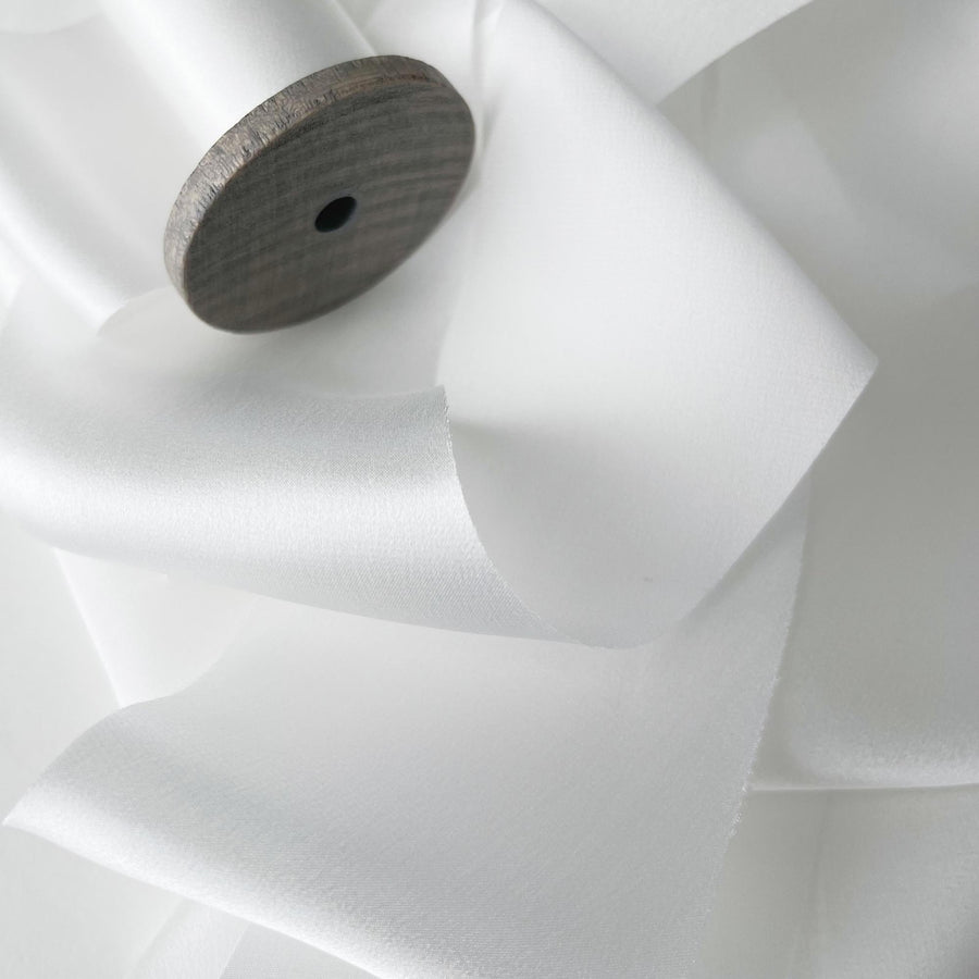 Snow - Dual Texture Silk Ribbon