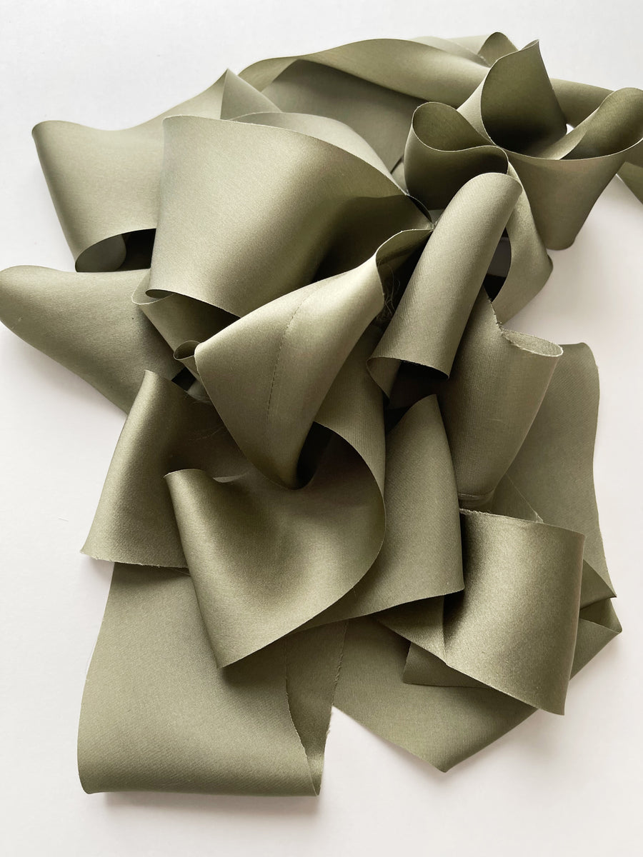 Olive - Dual Texture Silk Ribbon
