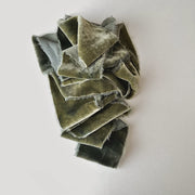 Olive Marbled Velvet Silk Ribbon
