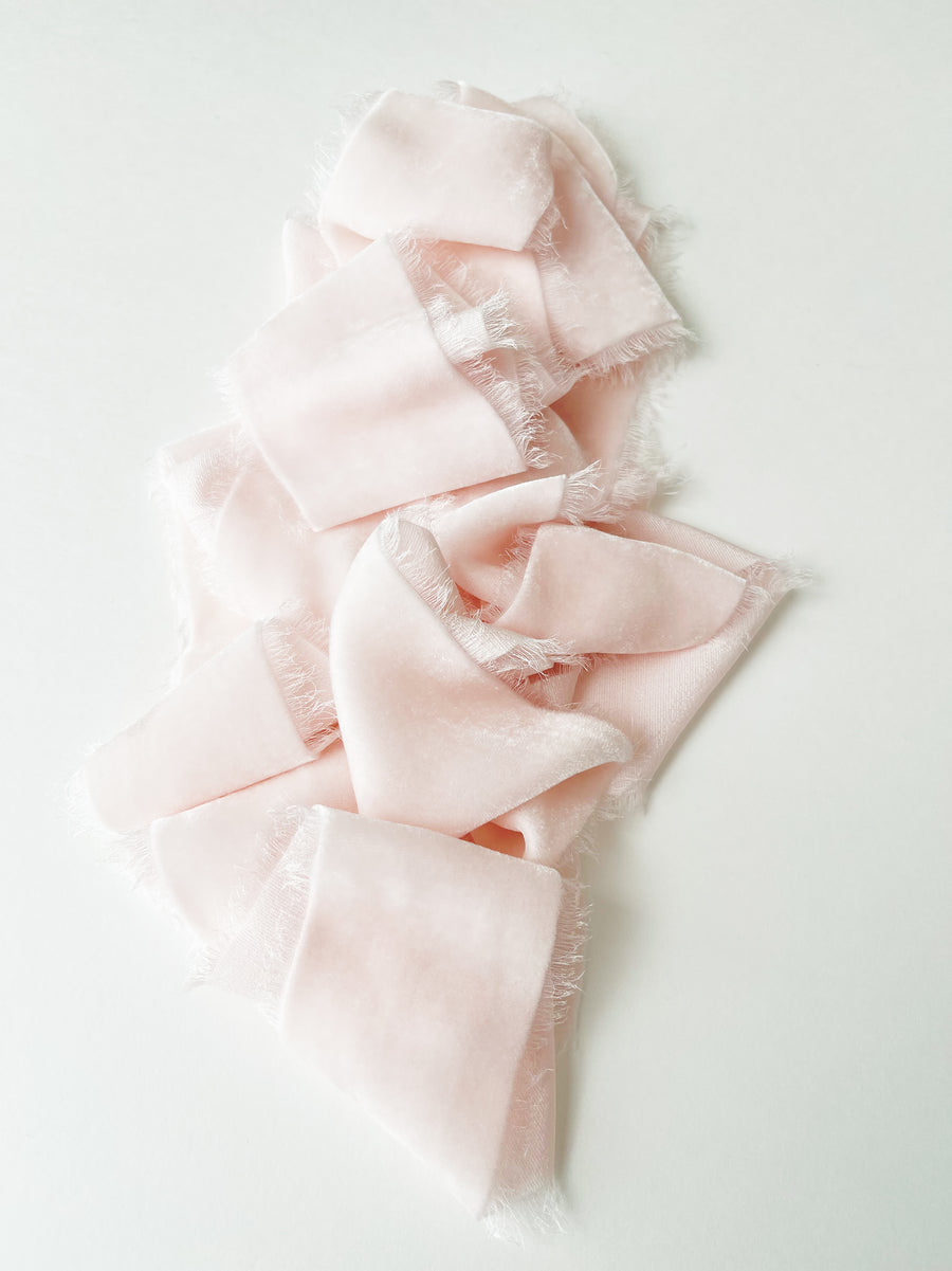 Pale Petal Velvet Silk Ribbon