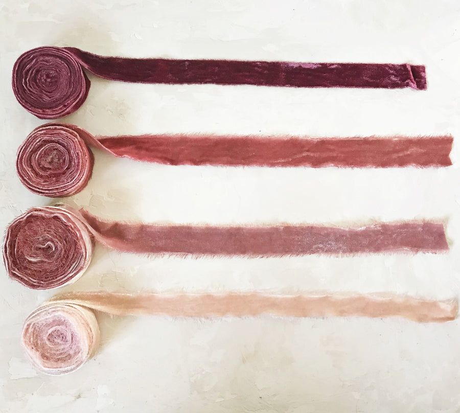 Collection of 15 Velvet Silk Ribbons