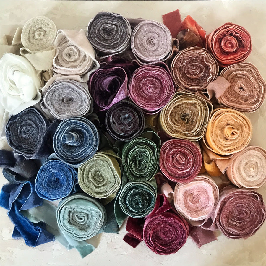Collection of 15 Velvet Silk Ribbons