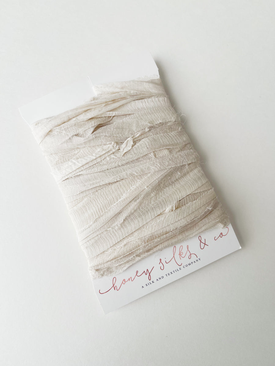 Hand Dyed Recycled Chiffon Ribbon - Dove