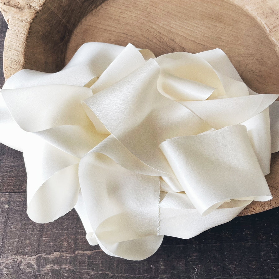 Creamy Ivory - Dual Texture Silk Ribbon