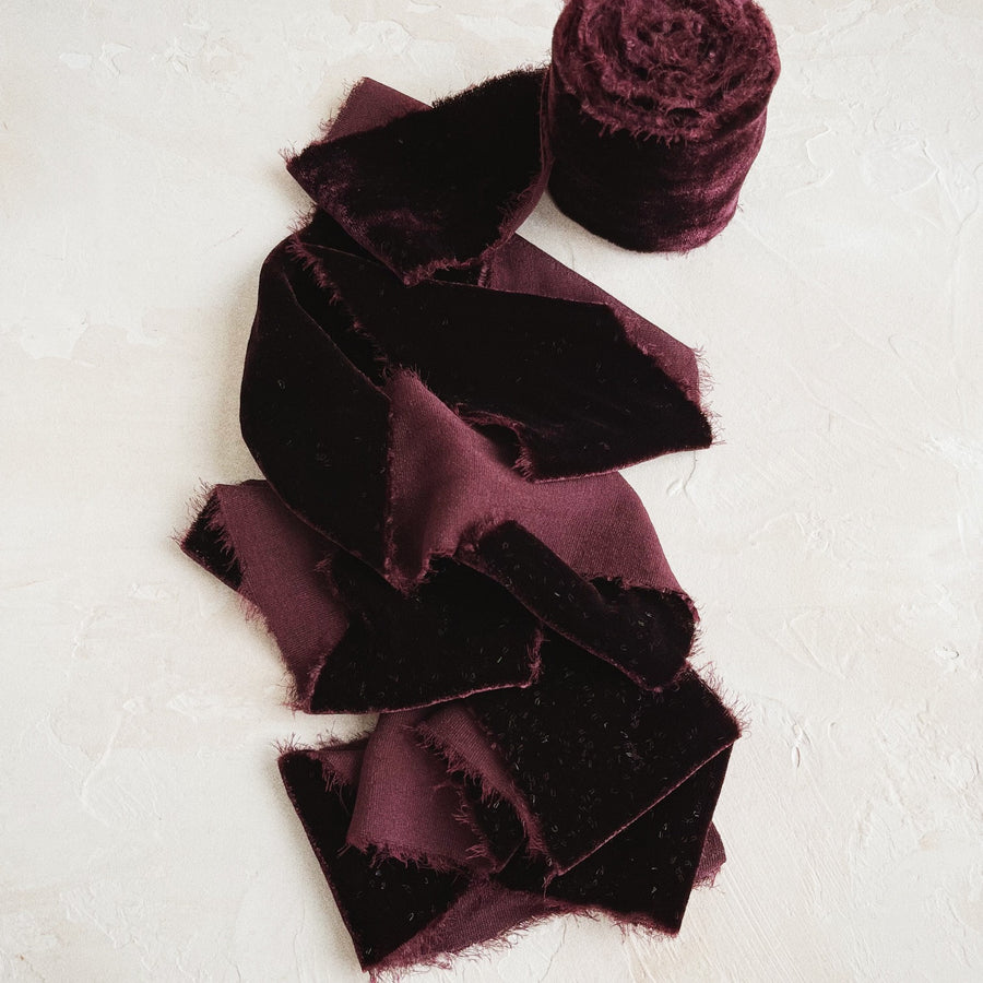 Black Cherry Velvet Silk Ribbon
