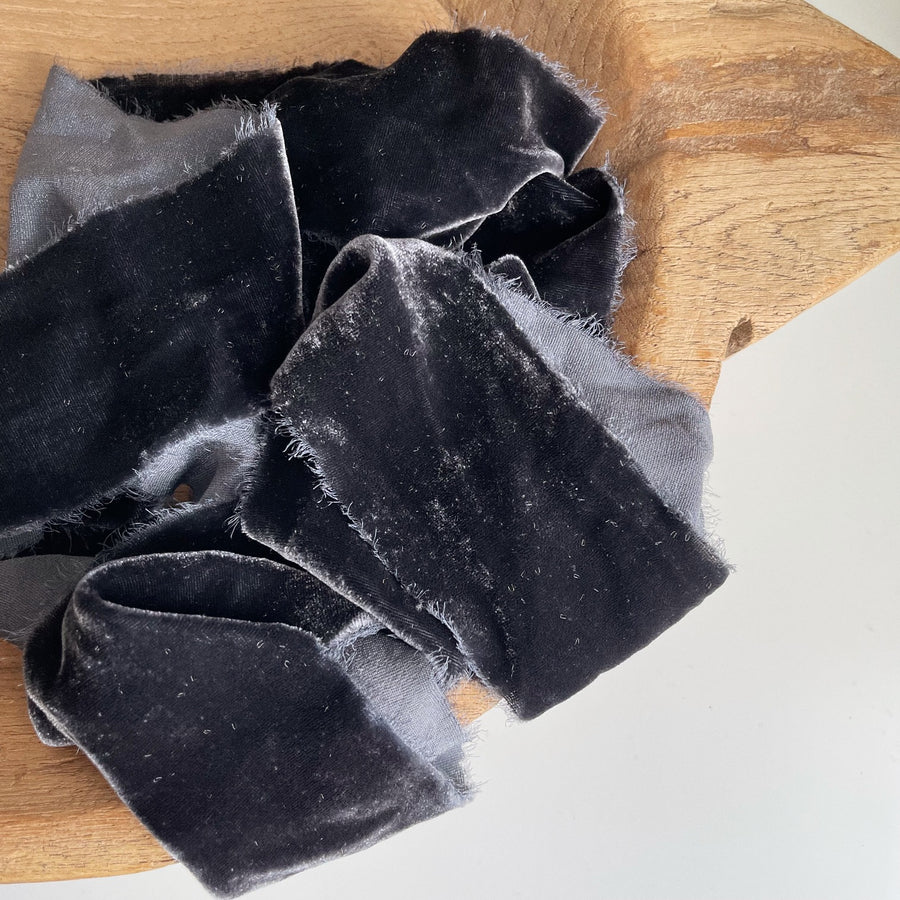 Charcoal Silk Velvet Ribbon